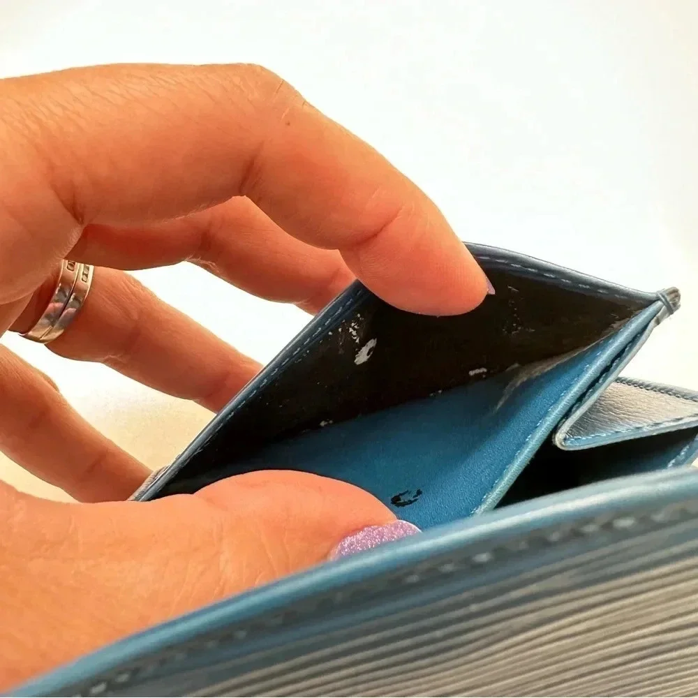 LV blue Epi Porte Minnaie Coin Wallet